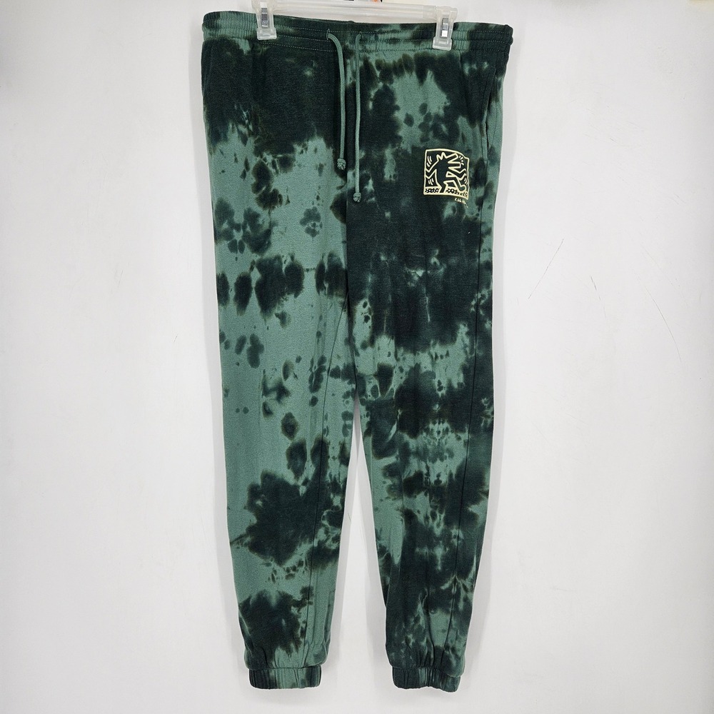 Keith Haring Sweatpants Mens XL Green Tie Dye Gym Workout Performance Pop Art
